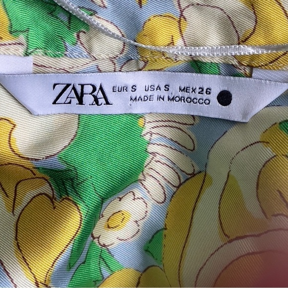 Zara Retro Floral Satin Wrap Mini Dress | Size Small - Picture 9 of 13